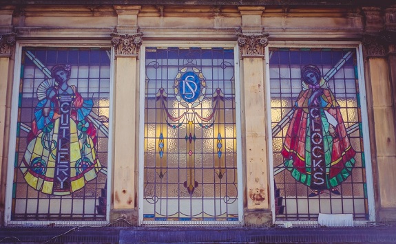 Large 3 panelled stained glass window